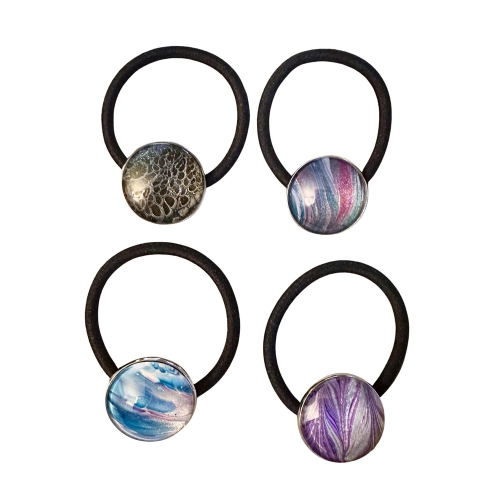 Acrylic Paint Skin Hair Ties Set 0f 4